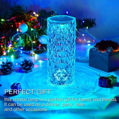 16-Color LED Crystal Rose Light Touch Table Lamp